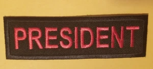 PRESIDENT Club Officer Embroidered red Patch Worldwide shipping - Picture 1 of 3