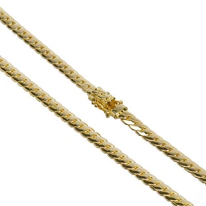 Men's Cuban Link Chain Necklace Box Clasp Safety Lock 14K Gold Plated 6 mm / 26" - Picture 1 of 3