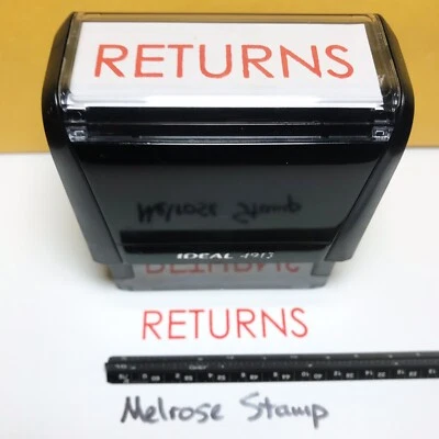 Returns Rubber Stamp Red Ink Self Inking Ideal 4913 - Image 1 of 4