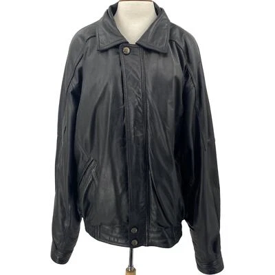 Vintage Wilsons Leather Jacket Thermal Insulated Collared Full Zip Black XL Tall - Image 1 of 4