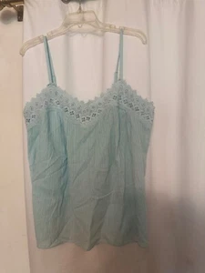 SUNDANCE CATALOG LACE LAVISHED CAMISOLE AQUA XL - Picture 1 of 1