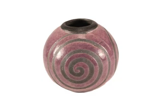 Vtg Andrew Berends Studio Art Pottery Raku Glaze Matte Purple Spiral Vase Signed - Picture 1 of 12