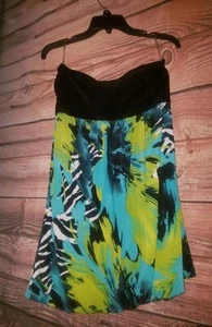 Agaci Strapless Fit Flare Bubble Hem Multi-Color Dress Size Large - Picture 1 of 4