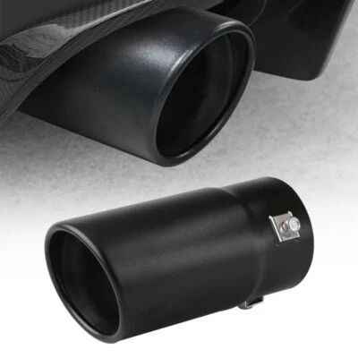 1Pc 70mm Black Exhaust Pipe Tip Car Auto Muffler Steel Stainless Trim Tail Tube  - Image 1 of 4