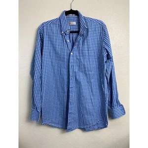 Camisa Peter Millar Para Hombre Talla Mediana Botón Guinga Cuadros Azul Golf Manga Larga - Imagen 1 de 9