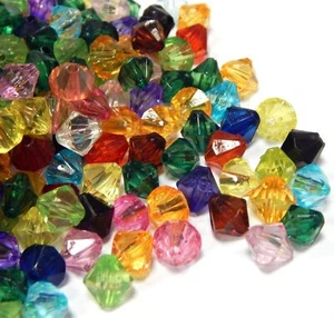Perle di plastica perle acriliche di lusso sfaccettate bicono perline colorate per fai da te plastica - Foto 1 di 9