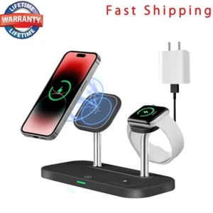 For Apple Watch Air Pods iPhone 12 13 14 Wireless Charger Charging Station 3 In1 - Picture 1 of 7
