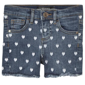 Guess Jeansshorts All Over Heart bestickt ausgefranst blau 4 Mädchen so süß! - Bild 1 von 8