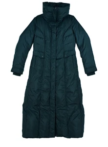 Cole Haan Long Puffer Mantel Damen M gesteppt Daunen Federn schwarz volle Länge - Bild 1 von 9