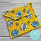 Period Pouch - Sanitary Pad Purse - Bumble Bee & Roses Pattern - Yellow, Blue, W