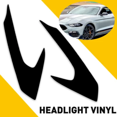 FOR 2018-2023 Ford Mustang Headlight Amber Side Marker SMOKE Vinyl Tint Overlay - Image 1 of 4