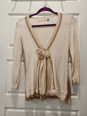 Cárdigan Sparrow for Anthropologie para mujer talla pequeña tostado frontal a presión Foto 1 de 4
