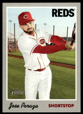 2019 Topps Heritage #22 Jose Peraza Cincinnati Reds Baseball - Image 1 of 2