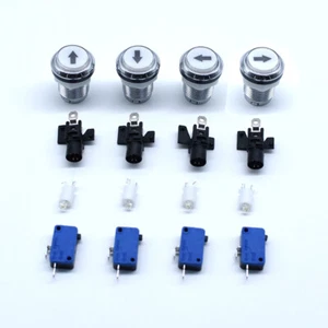 4 Pcs 30mm Arcade LED Push Buttons Arrow Chrome Plated Illuminate 12V Game JAMMA - Picture 1 of 8