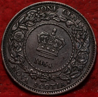 🇨🇦 1864 Canada Nova Scotia Large One Cent Coin - Image 1 of 2
