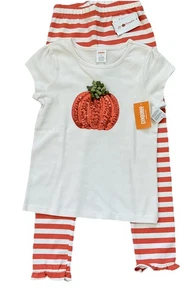 Gymboree Girls 8 SS Sequin Pumpkin Appliqué Top 8 & Striped Leggings NWT - Picture 1 of 4