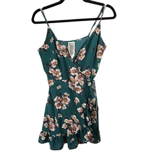 Free People Wickelkleid Intimate grün Blumen S/P V-Ausschnitt Flatter Rüschen - Bild 1 von 5