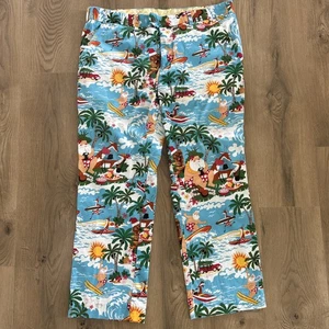 "Pantalones de golf para hombre Loudmouth Navidad patrón de playa tropical de Santa Hawaiana 40"" X 30""" - Imagen 1 de 11