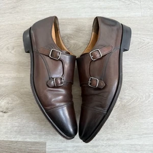 Suitsupply Double Monk Strap Shoes Mens Size 10.5 US Dark Brown Leather Italy - Picture 1 of 9