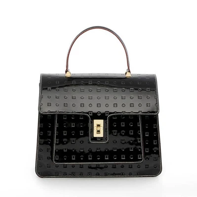 New ARCADIA Marilena Embossed Patent Leather Satchel black Italian Calfskin - Image 1 of 4