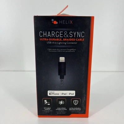 Helix Charge & Sync USB-A to Lightning Charging Cable 5ft MFi-Certified New - Image 1 of 4