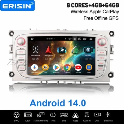 4+64GB Android 14 Autoradio Ford Focus S/C-Max Galaxy Mondeo GPS CarPlay DSP USB - Bild 1 von 4