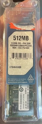 ¡¡ORIGINAL!! MEMORIA RAM SODIMM CRUCIAL 512MB 200 PINES CT6464X40B Foto 1 de 2