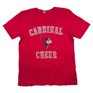 Cardinal Cheer V-Neck Red Graphic T-Shirt Women’s Size M Cheerleading Spirit - Picture 1 of 9