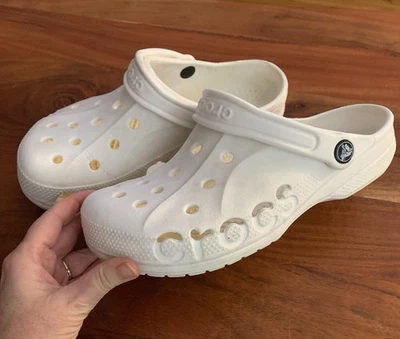CROCS Baya Unisex Adult White Classic Slip On Clogs Logo Cutout Size M 6/W 8 - Image 1 of 4