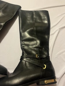 Botas de cuero negras Lauren Ralph Lauren con detalles de latón - - Talla 8,5 B - Imagen 1 de 6