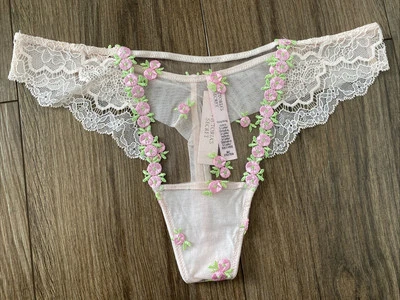 Victoria's Secret Bragas Tanga Panty Dream Angels Rosebud Rosa Encaje Mediano M Foto 1 de 4