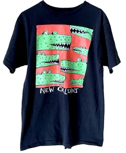New Orleans Alligatoren von Charlie Woglom schwarz Größe L Vintage 80er 1989 Amboss - Bild 1 von 5