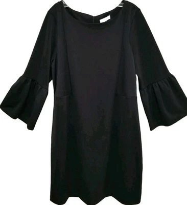 Charter Club Woman Dress Womens Size 1X Black Bell Sleeve Classic LBD Stretch  - Image 1 of 4