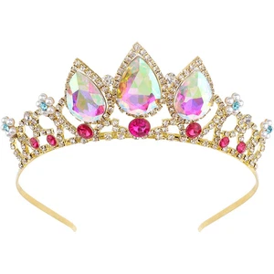 Corona Raperonzolo per Bambine AB Cristallo Diadema e Corona per Festa Compleanno Perla Hea - Foto 1 di 7