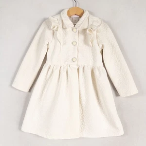 Little Lass Coat Girls 4T White Ivory Textured Ruffle Stretch Knit Dressy - Picture 1 of 7