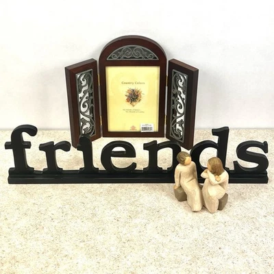 Shutter Picture Frame-Friend Sign & Willow Tree Figurine Lot Of 3 Home Decor - Image 1 of 4