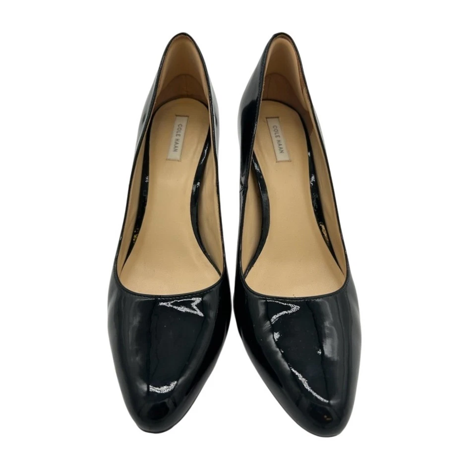Cole Haan Black Patent Leather Pumps Pointed Toe Heels Classic Size 9B - Image 1 of 4