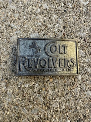 Colt Revolvers Promo Belt Buckle Rampant Colt Pony Logo Vtg 70s Worlds Right Arm - Image 1 of 2