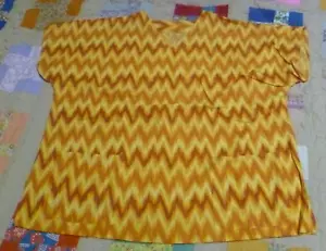 Orange and Yellow Striped Scrub Top Womens Size Large - Picture 1 of 4