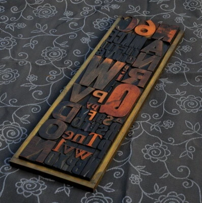 Уникальный коллаж композиция letterpress деревянный тип символов латунная рама редкая - Изображение 1 из 4