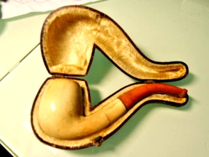 Smooth Bent Pipe Neu - Wiener MEERSCHAUM Pfeife mit Original Etui - gerissen! - Bild 1 von 8