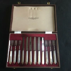 Sheffield Joseph Rodgers & Söhne Perlmutt Gabel und Messer 12er Set - Bild 1 von 10