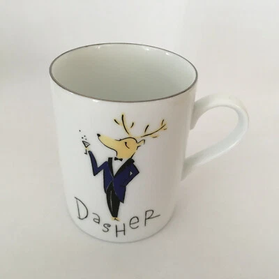 Pottery Barn Reindeer Dasher Christmas Holiday Mug Cup Made in Japan - Image 1 of 4