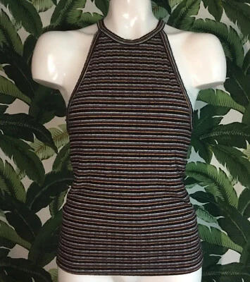 Volcom Woman's Tank Top black Striped Super Soft Size Small - Image 1 of 4