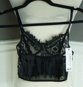 NEW Boohoo Size S Black Premium Lace Cupped Bralette Sheer Wireless Unpadded NWT - Picture 1 of 2