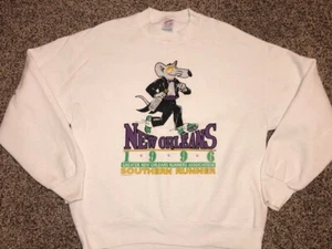 SOUTHERN RUNNER Vtg 90s 1996 New Orleans track Sweater Sweat shirt t saints rat - Picture 1 of 3