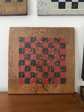 Antique Game / Checker Board In Original Red Black Paint