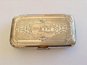 ANTIQUE BEGGING XIX CENTURY GILDED STERLING SILVER CIGARETTE & VESTA CARD CASE - Picture 1 of 7