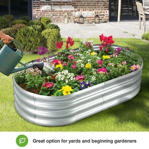 Galvanized Raised Garden Bed, Outdoor Planter Box, 4ft x 2ft x 1ft, Silver - Picture 1 of 7