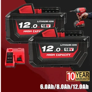 2x Para Milwaukee M18 Batería High Output M18B6 18V XC 8,0 Li-Ion 48-11-186 - Imagen 1 de 25
